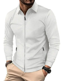 Men's Full Size Waffle Knit Zip Up Jacket Plus Size
