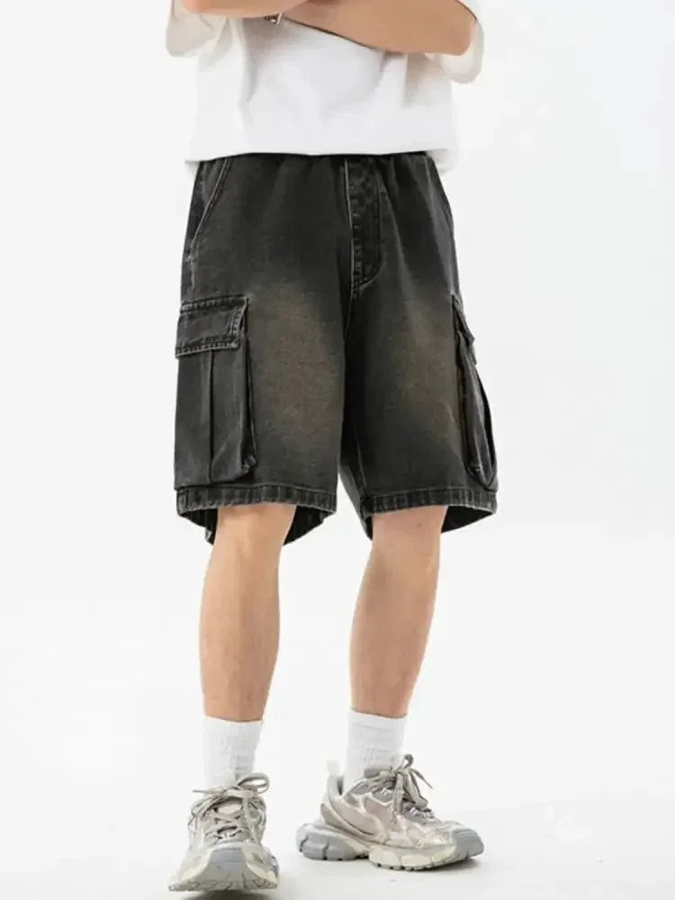 Men's Full Size Washed Cargo Denim Shorts Plus Size - Update AvenueTrendsi100400408392086100400408392086Men's Full Size Washed Cargo Denim Shorts Plus SizeDark
