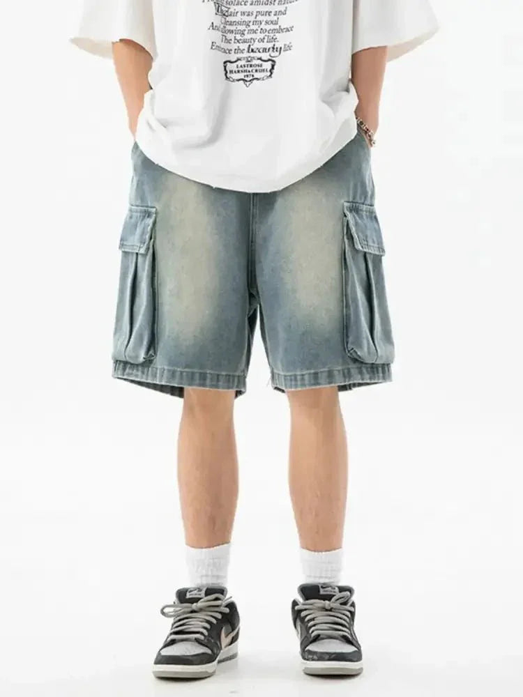 Men's Full Size Washed Cargo Denim Shorts Plus Size - Update AvenueTrendsi100400408397588100400408397588Men's Full Size Washed Cargo Denim Shorts Plus SizeMedium