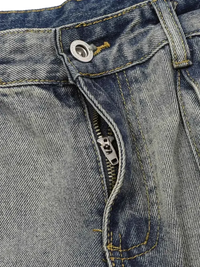 Men’s Full Size Washed Cargo Jeans with open zipper fly and button closure
