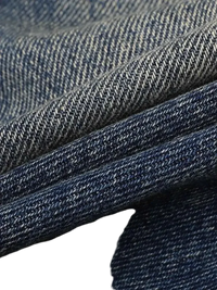 Blue denim fabric with diagonal twill weave for men’s full size washed cargo jeans plus size