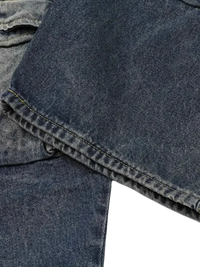 Dark wash denim jeans with visible stitching from Men’s Full Size Washed Cargo Jeans Plus Size