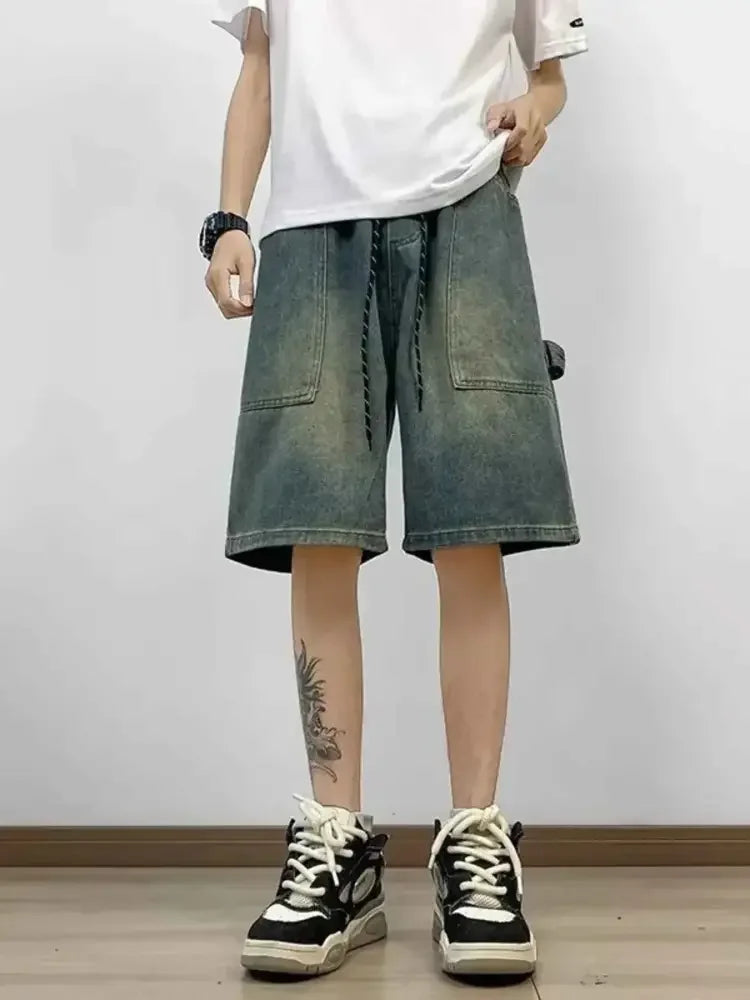 Men's Full Size Washed Loose Fit Denim Shorts Plus Size