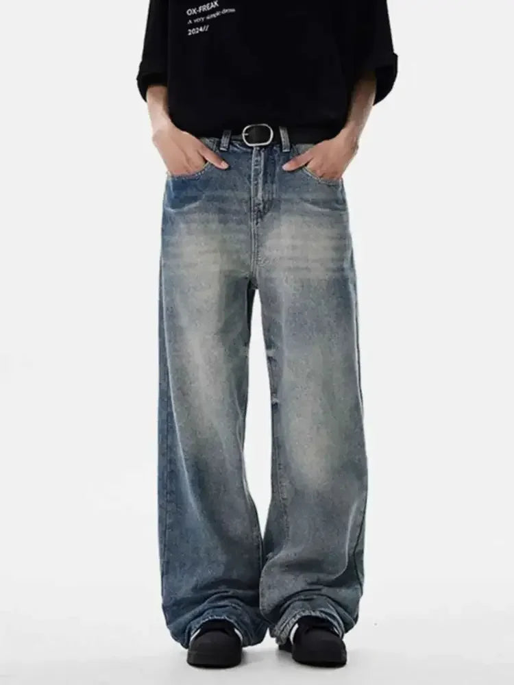 Men's Full Size Washed Wide Leg Jeans Plus Size