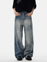 Men's Full Size Washed Wide Leg Jeans Plus Size