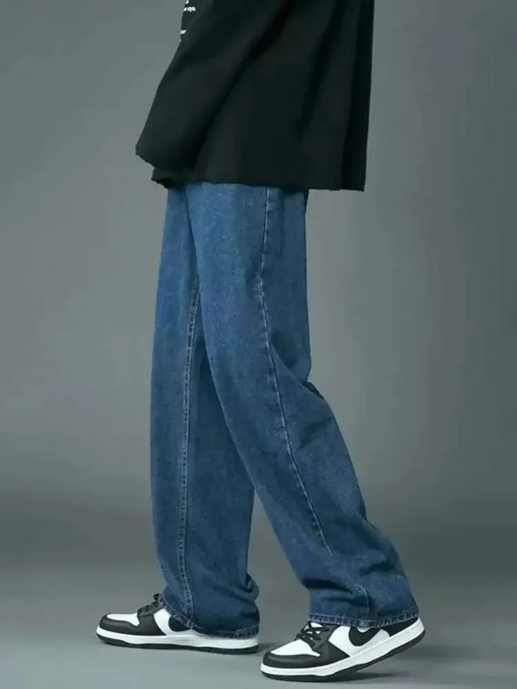 Men's Full Size Wide Leg Wash Relaxed Fit Jeans Plus Size