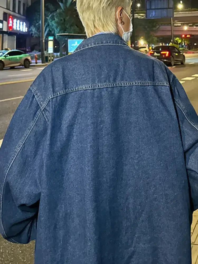Men's Full Size Zip Up Long Sleeve Denim Jacket Plus Size