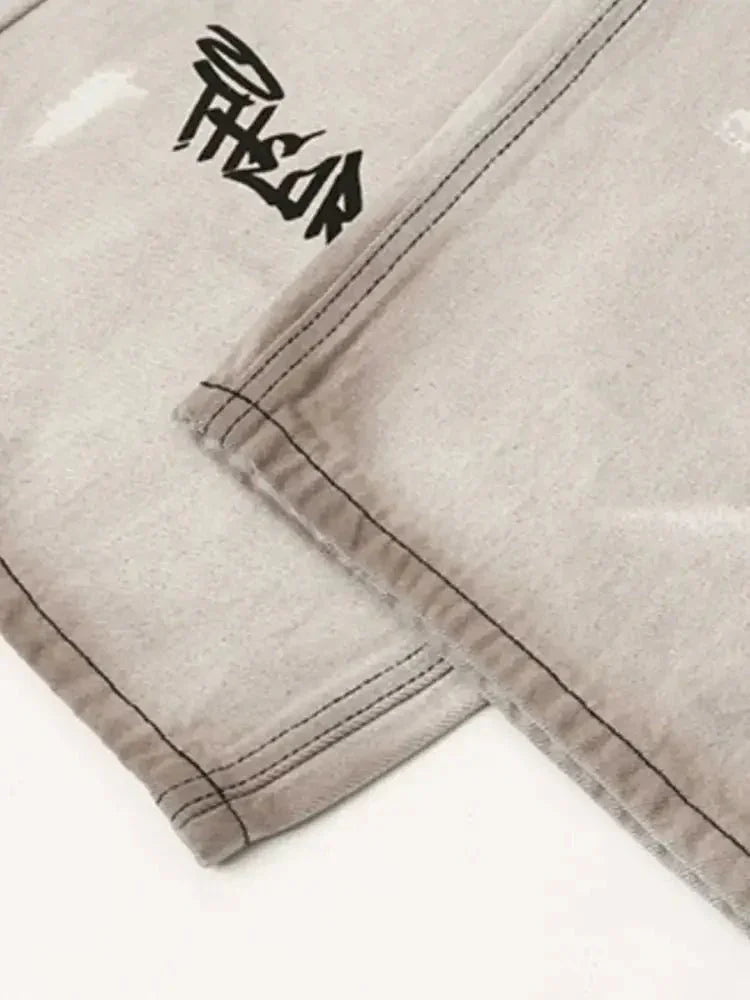 Men's Graffiti Art Loose Fit Jeans - Update AvenueTrendsi100400797335736100400797335736Men's Graffiti Art Loose Fit JeansWhite Gray