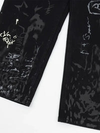 Men's Graffiti Print Wide Leg Jeans