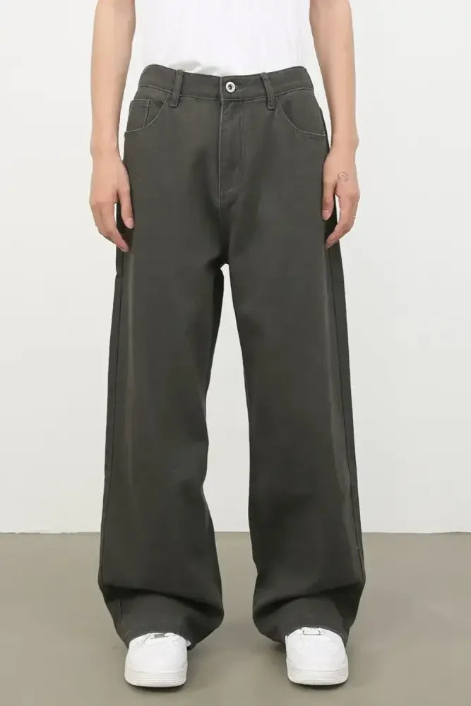 Men's Half Elastic Waist Jeans with Pockets