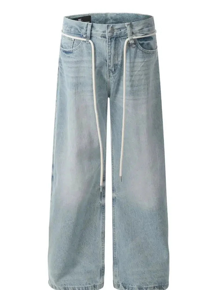 Men's High Waist Washed Straight Jeans - Update AvenueTrendsi100400476604431100400476604431Men's High Waist Washed Straight JeansBlue