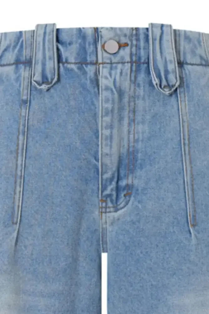 Men's High-Waisted Wide Leg Denim Shorts
