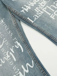 Men's Letter Print Straight Leg Jeans