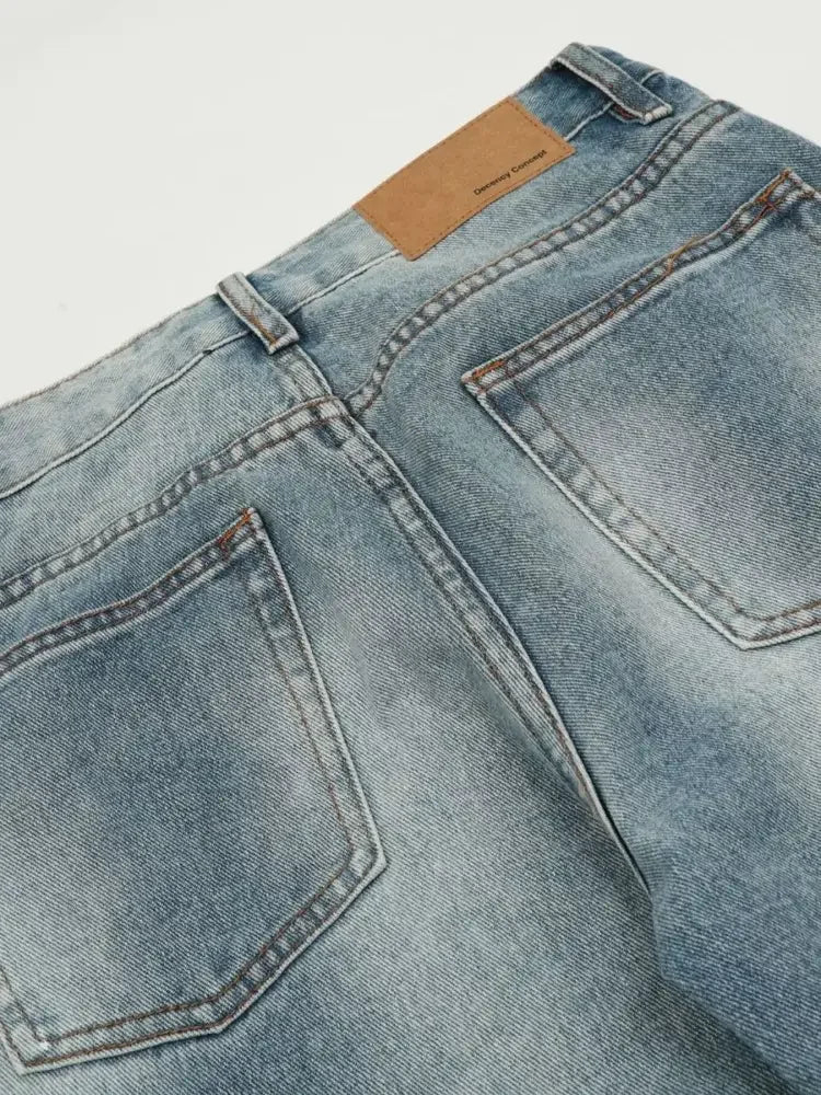 Men's Letter Print Straight Leg Jeans