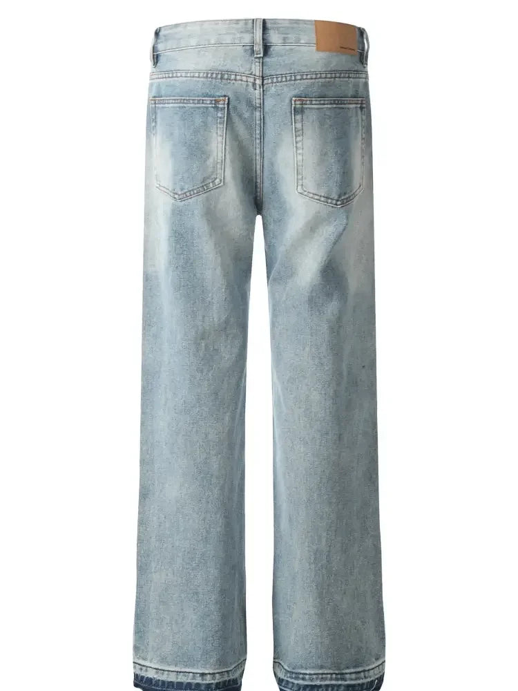 Men's Letter Print Straight Leg Jeans