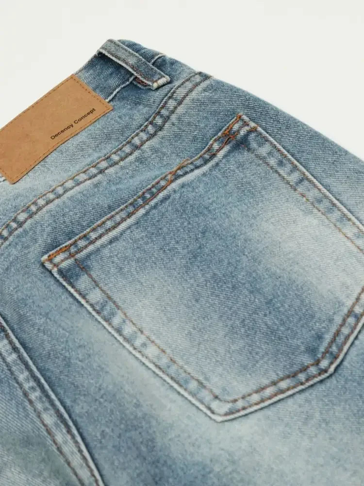 Men's Letter Print Straight Leg Jeans