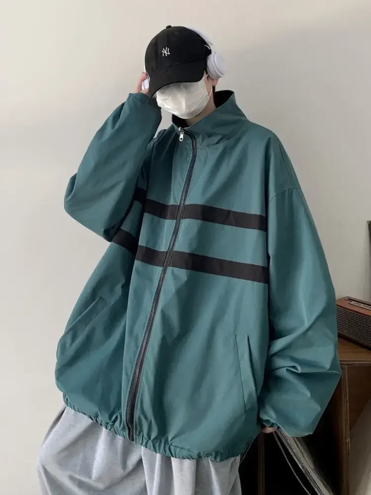 Men's Letter Zip Up Long Sleeve Jacket