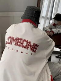Men's Letter Zip Up Long Sleeve Jacket