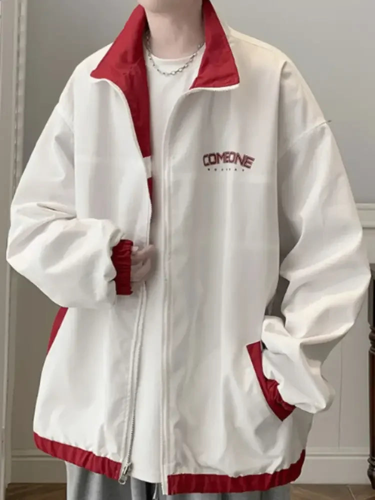 Men's Letter Zip Up Long Sleeve Jacket