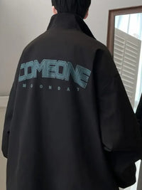 Men's Letter Zip Up Long Sleeve Jacket