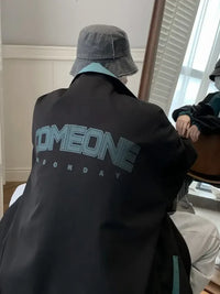 Men's Letter Zip Up Long Sleeve Jacket
