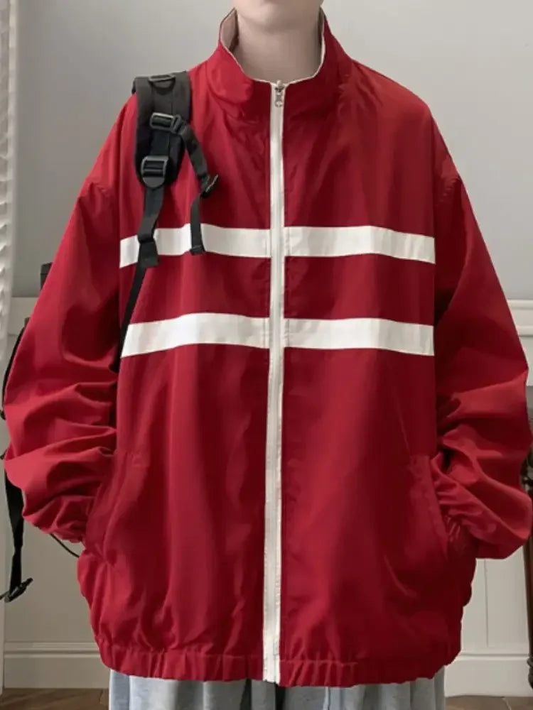 Men's Letter Zip Up Long Sleeve Jacket