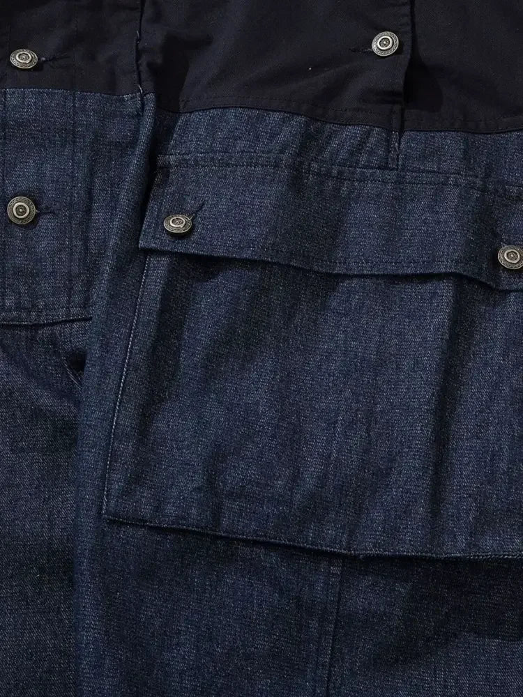 Men's Loose Fit Cargo Denim Overalls