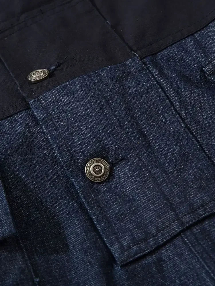 Men's Loose Fit Cargo Denim Overalls