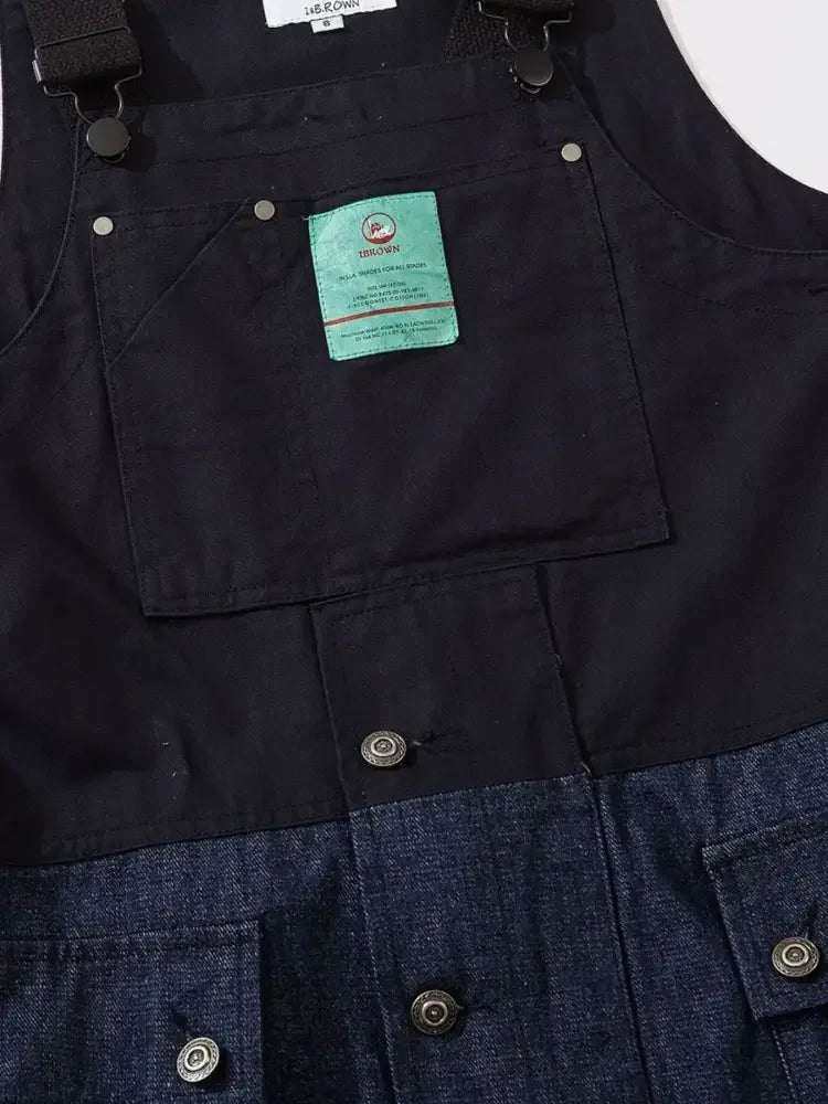 Men's Loose Fit Cargo Denim Overalls