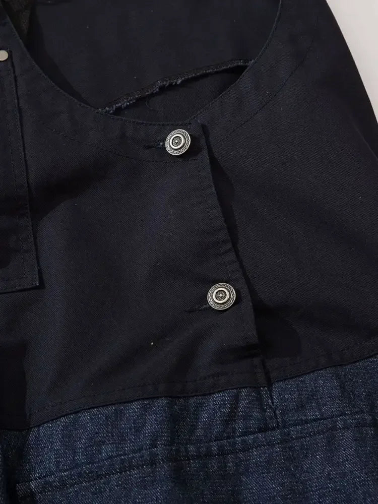 Men's Loose Fit Cargo Denim Overalls