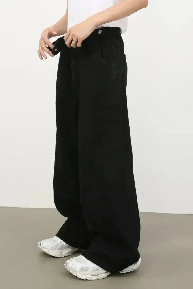 Men's Mid Rise Wide Leg Jeans - Update AvenueTrendsi100400986853895100400986853895Men's Mid Rise Wide Leg JeansBlack