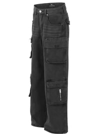 Men's Multi - Pocket Cargo Style Wide Leg Jeans - Update AvenueTrendsi100400672177255100400672177255Men's Multi - Pocket Cargo Style Wide Leg JeansBlack Gray