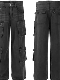 Men's Multi - Pocket Cargo Style Wide Leg Jeans - Update AvenueTrendsi100400672177255100400672177255Men's Multi - Pocket Cargo Style Wide Leg JeansBlack Gray