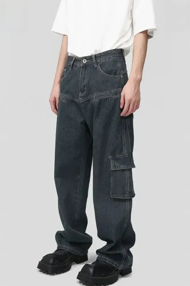 Men's Multi Pocketed Cargo Jeans - Update AvenueTrendsi100400172747584100400172747584Men's Multi Pocketed Cargo JeansDark