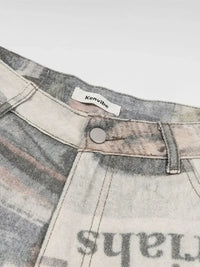 Men's Newspaper Print Wide Leg Jeans - Update AvenueTrendsi100400938687270100400938687270Men's Newspaper Print Wide Leg JeansGray