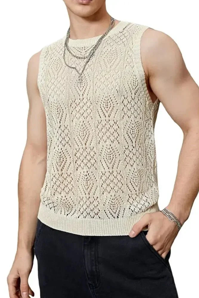 Men's Openwork Round Neck Tank - Update AvenueTrendsi100400765161422100400765161422ee630665 - 6afd - 4fa6 - ab4f - fe2d7058cacd - MaxBeige