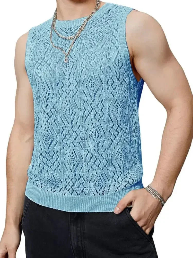 Men's Openwork Round Neck Tank - Update AvenueTrendsi100400765163086100400765163086e2d910ad - 342b - 409c - bbd2 - aff677008116 - MaxPastel Blue