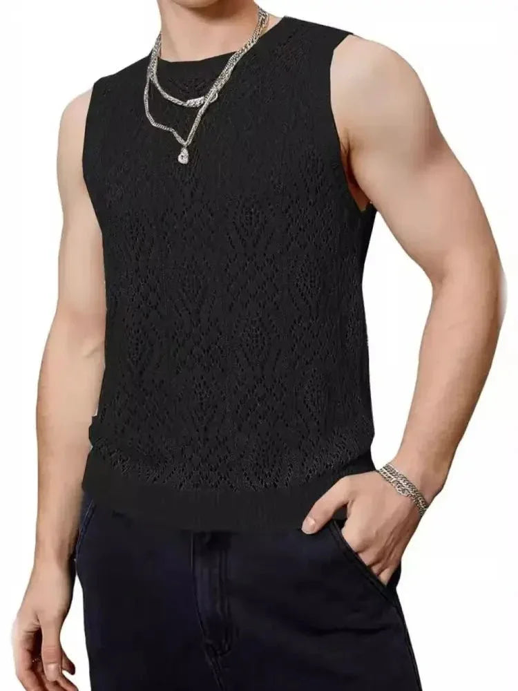 Men's Openwork Round Neck Tank - Update AvenueTrendsi100400765163793100400765163793160338a9 - 919d - 4c12 - 8794 - 9e036217e95a - MaxBlack