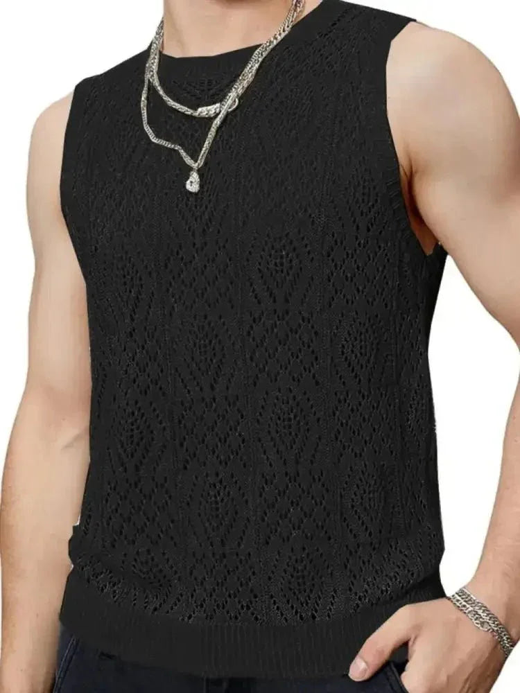 Men's Openwork Round Neck Tank - Update AvenueTrendsi100400765163793100400765163793d1883646 - 8777 - 47eb - afaa - 52f014a4af7c - MaxBlack