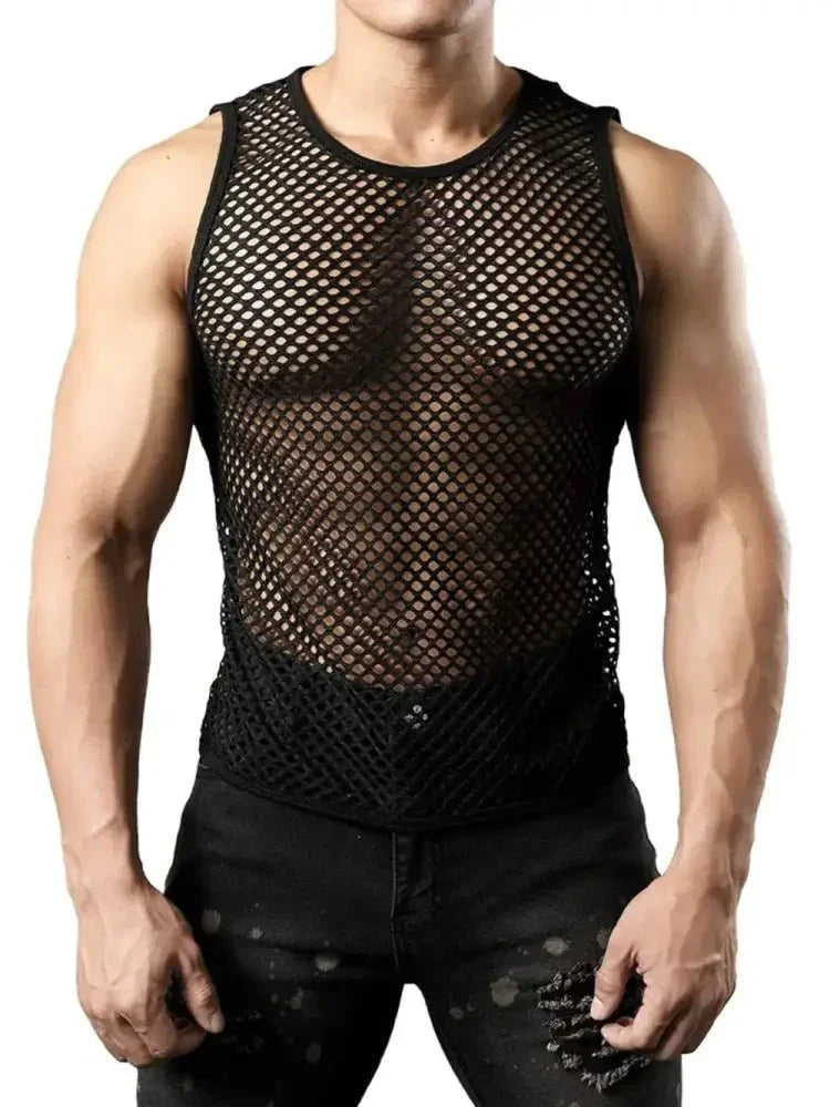 Men's Openwork Round Neck Tank - Update AvenueTrendsi100400813797373100400813797373345ed245 - db9d - 40fb - 97e3 - 2336a8b52797 - MaxBlack