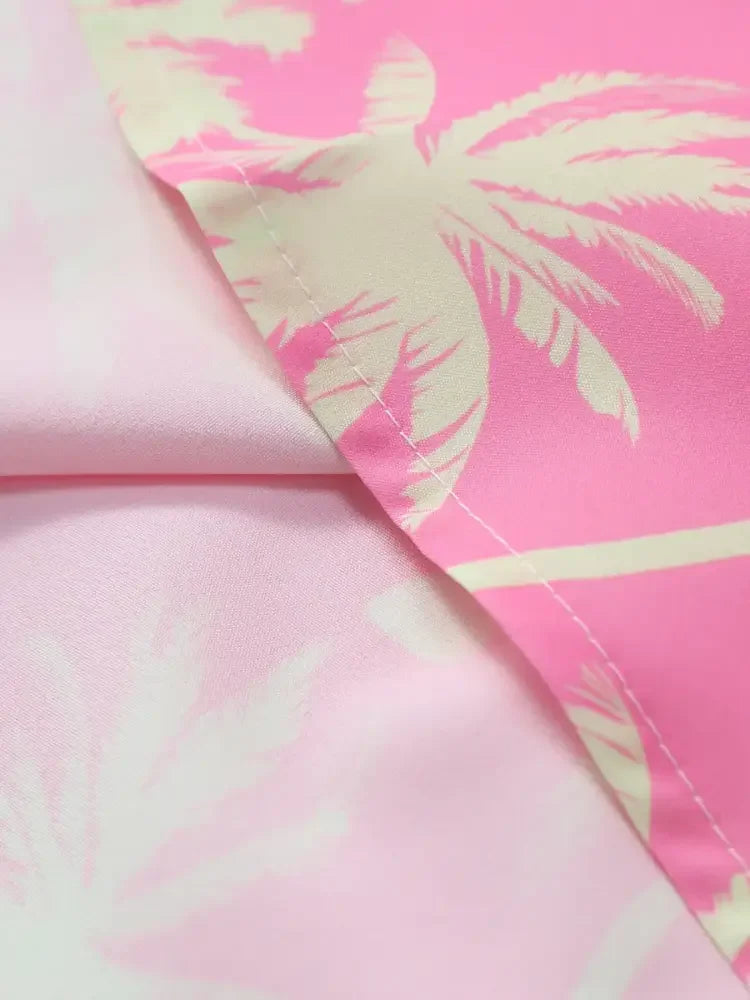 Men's Palm Tree Print Top and Shorts Summer Set