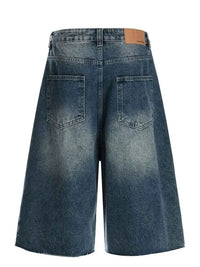 Men's Pearl Embellished Wide Leg Denim Shorts
