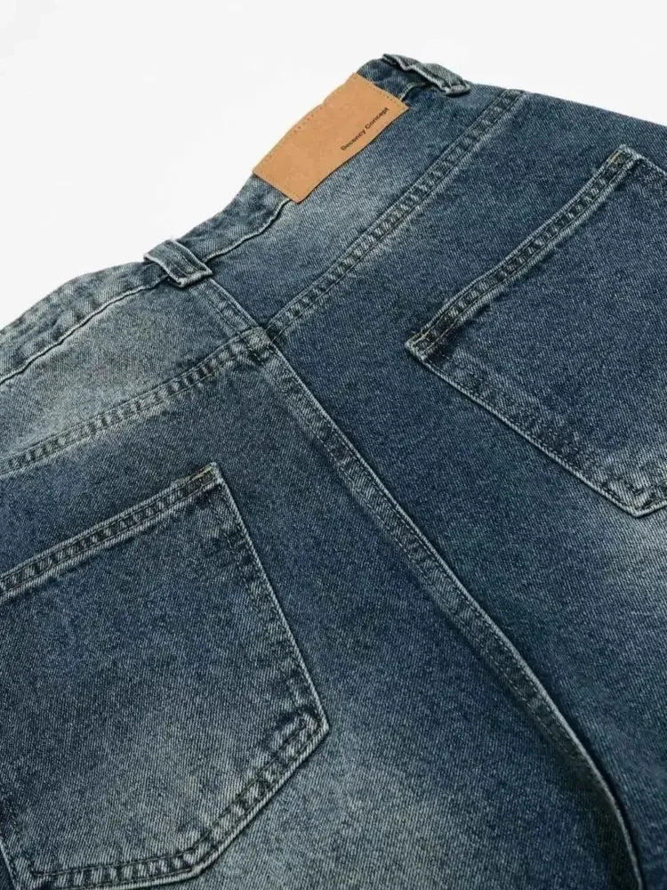 Men's Pearl Embellished Wide Leg Denim Shorts