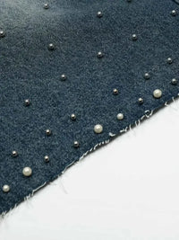 Men's Pearl Embellished Wide Leg Denim Shorts