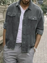 Men's Plus Size Button Up Corduroy Shacket