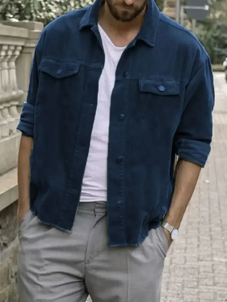 Men's Plus Size Button Up Corduroy Shacket