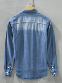 Men's Plus Size Button Up Long Sleeve Denim Shirt