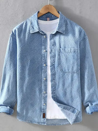 Men's Plus Size Button Up Long Sleeve Denim Shirt