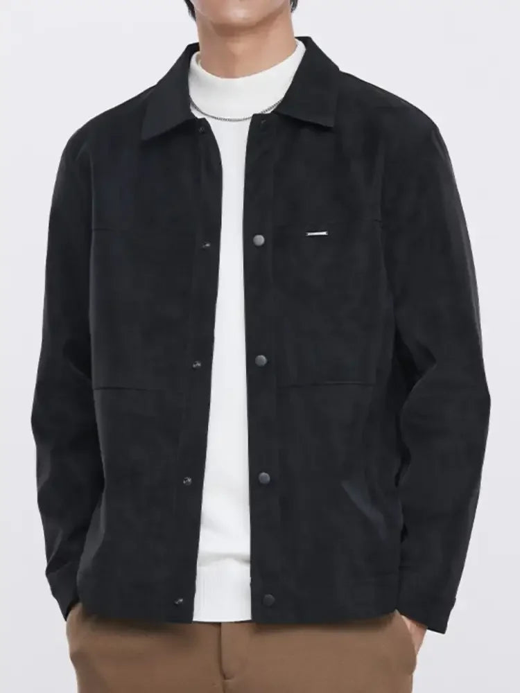 Men's Plus Size Button Up Long Sleeve Jacket
