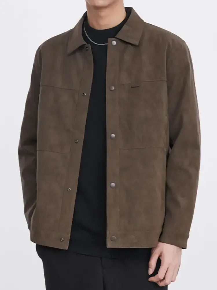Men's Plus Size Button Up Long Sleeve Jacket